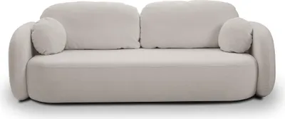 Produktbild von Sofa AMICO mit Schlaffunktion, Schlafsofa, Wohnzimmersofa, Couch, Soffa, Bettsofa, Bucle-Stoff – Hellgrau SICURO 65