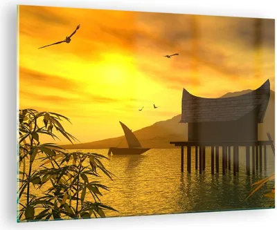 Produktbild von Bilder auf glas - Asien Berg Meer Felsen - 70x50cm - Glasbilder - Wandbilder - Kunstdruck - zum Aufhängen bereit - Wanddekoration aus Glas - Glas Bilder - Wandbild auf Glas - Einteilig - GAA70x50-0363