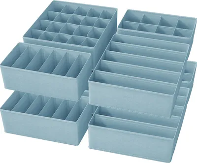8er-Set Unterwäsche-Organizer, faltbar, 72 Fächer, Blau