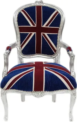 Produktbild von Barockstuhl Barock Stuhl Salon Salonstuhl Armlehne England Muster Stoff Esszimmer Wohnzimmer Büro Flur Schminkstuhl Klassisch Premium Luxus Modern