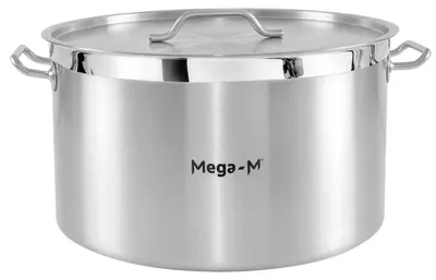 Zdjęcie produktu dla Garnek gastronomiczny średni ze stali nierdzewnej z pokrywką Mega-M PRO 58l 50x30 cm
