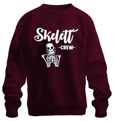Zdjęcie produktu dla Skelett Crew Halloween Totenkopf Gruselig Gothic Retro Party Bluza Uni , bordowy, XXL
