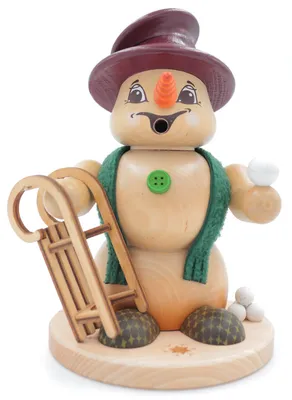 Produktbild von Kuhnert Erzgebirge - Schneemann Räuchermann,-figur,-männchen 19cm - Schlitten
