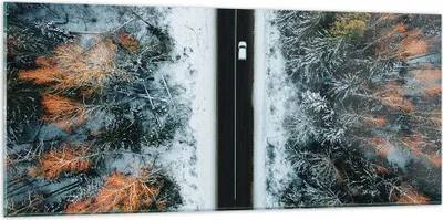Produktbild von Bilder auf glas - Einteilig - Wald Weg Schnee - 120x50cm - Glasbilder - Wandbilder - Bilder - zum Aufhängen bereit - Wanddekoration aus Glas - Glas Bilder - Wandbild auf Glas - GAB120x50-4654