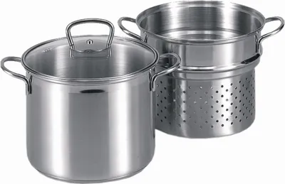 Produktbild von KARL KRÜGER Spaghettitopf mit Glasdeckel 6,5 l Ø24cm Edelstahl 3teilig