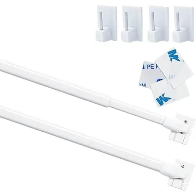 Obrázek produktu pro Bistro tyč na záclony s lepícími háčky 40-70 cm 2 ks Bílá