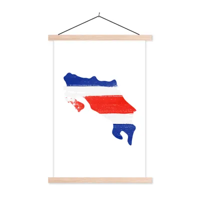 Produktbild von MuchoWow® Textilposter Costa Rica - Karte - Flagge 120x180 cm mit holzfarbenen Rahmen - Textil-Plakat