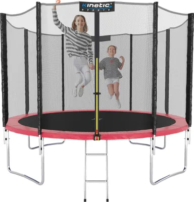 Produktbild von KINETIC SPORTS Trampolin Outdoor SALTO Ø 183/244/305/366/400/430/490 cm - Kindertrampolin Set mit Leiter, Netz, Randpolster, bis zu 160kg
