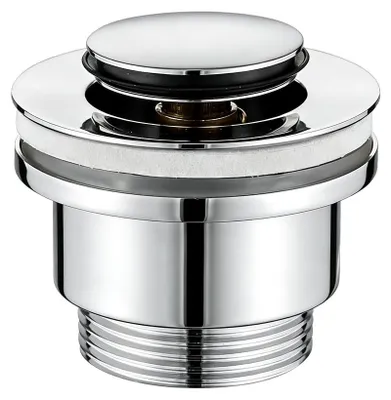 Produktbild von Ablaufstopfen mit Pop-up-Funktion – Edelstahl 304 & Messingmechanismus – Universell für 32/38/40 mm Waschbecken – Inklusive Siphon (kleiner Knopf)