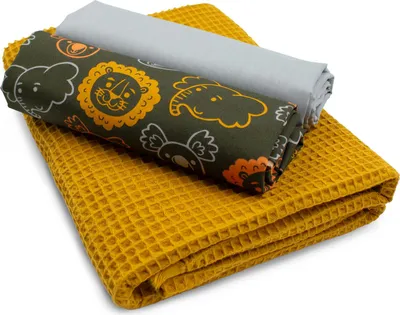Image de Lot Safari 21 - Tissu gaufré 1 x tissu gaufré + 2 x tissu en coton (imprimé et uni) 0,5 m x 1,5 m chacun - Kit de tissus pour projet DIY