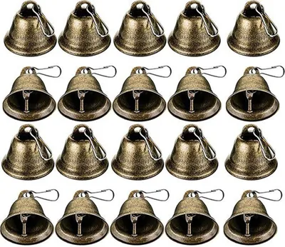 Produktbild von Kleine Glocken-Weihnachtsdekoration, Vintage-Messing-Schellen mit Haken zum Aufhängen von Windspielen, zur Herstellung von Dekorationen für Zuhause, Hochzeiten, Weihnachten und Partys