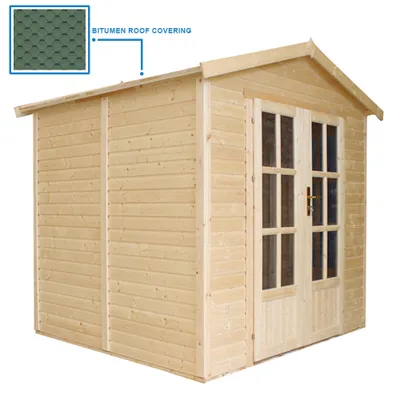 Produktbild von Záhradný domček na drevo 4 m2 - H233 x 233 x 222 cm - Veľký multifunkčný záhradný domček - Záhradný domček na drevo Záhradné štúdio - Zelený bitúmenový šindeľ - TIMBELA M351FB+H351FBGREEN
