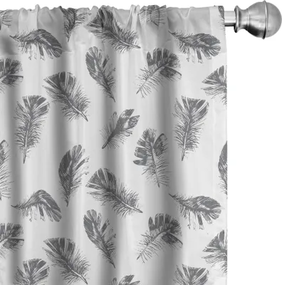 Produktbild von ABAKUHAUS Feder Vorhänge, Gardinen, Monochromatische Fluffy Fliegen Antike Plumage Abstrakt Wiederholung, 2 Stück 75 x 245 cm, Purpleblue und Weiß