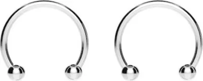 Produktbild von 2 Stück Edelstahl Hufeisenform Hoop Nasenring Ohrstecker Piercing-Silber,10mm