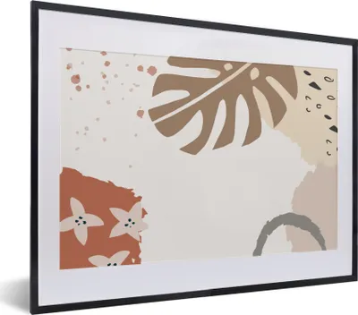 Produktbild von MuchoWow® Gerahmtes Poster Sommer - Monstera - Grau 40x30 cm - Poster mit Schwarzem Bilderrahmen Wandposter Rahmen Foto Bilder - Bilderrahmen - Poster im Rahmen
