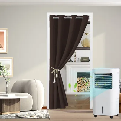 Produktbild von 132x244cm Verdunkelung Türvorhang mit Öse, Thermoisolierte Vorhänge, Braun