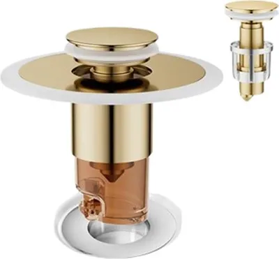 Immagine prodotto di INF Lavabo Pop-Up Scarico Filtro Universale in Acciaio Inox e Ottone Oro