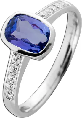 Produktbild von Tansanit Ring Weißgold 585 14K blauer Edelstein Lab Grown Diamanten 19
