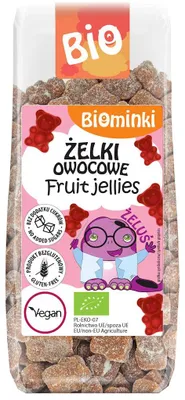 ŻELKI OWOCOWE BEZ DODATKU CUKRÓW BEZGLUTENOWE BIO 150 g - BIOMINKI