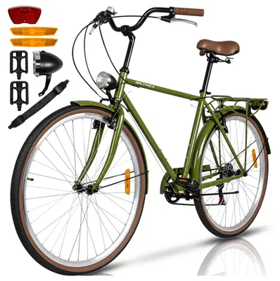 Zdjęcie produktu dla Rower Miejski Męski z Przerzutkami 6 Biegów Rama 20" Koła 28" Shimano MAREO Green