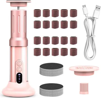 Immagine prodotto di INF Rimuovi Calli Elettrico Professionale 6 Velocita Tipo C 15.3cm Pedicure Rosa