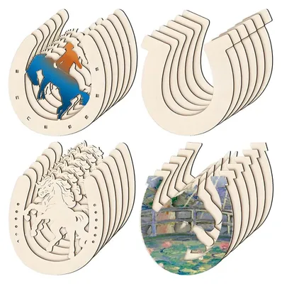 Immagine prodotto di 24 ferri di cavallo in legno da dipingere, ideali per decorazioni e progetti creativi