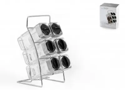 Immagine prodotto di H&H Porta Spezie 6 Barattoli In Vetro Con Stand