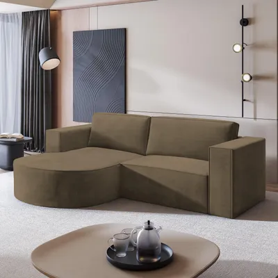 Produktbild von Masseno Ecksofa SORELA M L-S mit Schlaffunktion L-Form, Sofa mit Bettkasten, Wohnzimmersofa, Couch, Soffa, Bettsofa, Couchgarnitur- Beige, MONOLITH 09