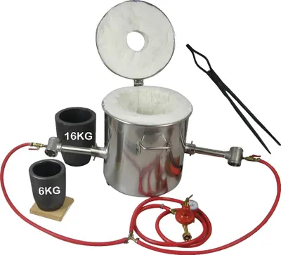Produktbild von Metallschmelzofen, 16 KG Kapazität, geeignet zum Schmelzen unter 1300°C, Kombinationstyp, langlebige Metallkonstruktion, tragbares Design