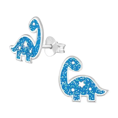 Produktbild von Kinder-Ohrstecker: 925 Silber Ohrringe „Glitzer Dinosaurier“