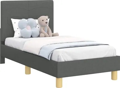 Zdjęcie produktu dla Stelaż łóżka dla malucha z oparciem Ciemnoszary 70 x 140 cm