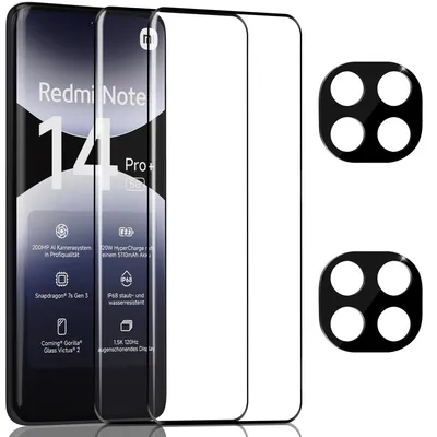 Produktbild von 2-Pack Xiaomi Redmi Note 14 Pro Plus Displayschutzfolie & 2-Pack Kameraschutz - Gehärtetes Glas 9H - Super Qualität 3D