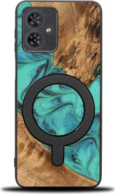 Produktbild von Holzhülle Bewood Unique - Turquoise für MagSafe für Motorola Moto G54 5G
