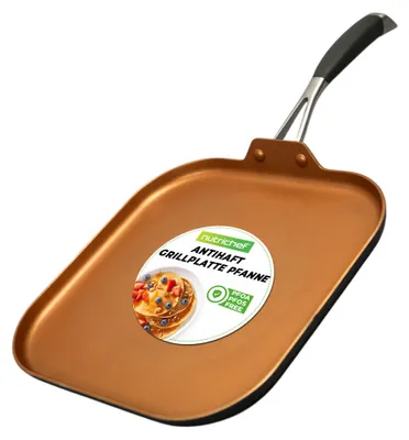 Produktbild von NutriChef Kupfer Bratpfanne Induktion – 28 cm, Antihaft, Viereckig Gesundes Koch