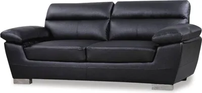 Image de Canapé fixe en cuir reconstitué et PVC "Dallas" - 210 X 88 X 90 cm - 3 places - Noir