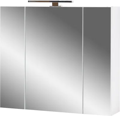 Produktbild von Badezimmerspiegelschrank >2754< 3 Spiegeltüren, Türdämpfung, Weiß - 76x71x23cm (BxHxT)