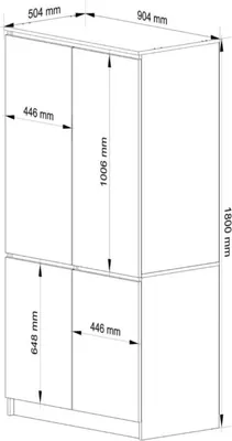 Produktbild von BDW 4-Türiger Kleiderschrank, Garderobenschrank 4 Fachböden, Grau / Artisan