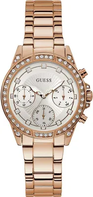 Produktbild von Guess W1293L3 Damen-Armbanduhr, Edelstahl-Gehäuse, Metall-Armband