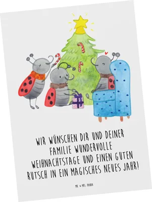 Produktbild von Mr. & Mrs. Panda Postkarte Weihnachten Smörle - Weiß - Geschenk, Tannennadeln, Fotokarte, Pfefferminzstange, Ansichtskarten, Postkarten, Ansichtskarte, Weihnachtsbaum