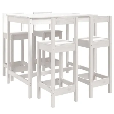 Produktbild von 5-tlg. Gartenbar-Set Weiß Massivholz Kiefer