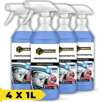 Produktbild von MRM CHEMICALS Scheiben-Entfroster Spray Auto 1L Sprühflasche Scheibenenteiser, Enteisen ohne Kratzen für Scheiben, Spiegel und Schlösser Bis -40° C x4