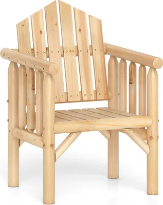 Image de COSTWAY Chaise de jardin en bois, Fauteuil de jardin avec dossier incliné et accoudoirs, Chaise en bois pour jardin, terrasse, balcon, 66x62,5x98cm Naturel