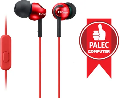 Obrázok produktu pre Sony MDR-EX110AP, Kábel, 5 - 24000 Hz, Hovor / hudba, 3 g, Slúchadlá s mikrofónom, Červená