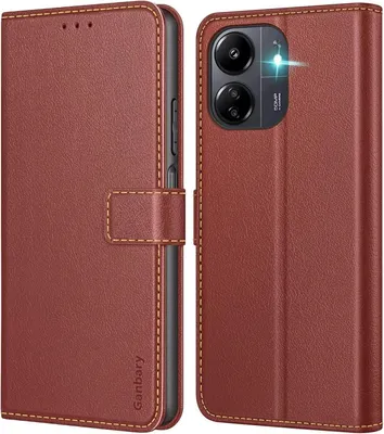 Image de Ganbary Xiaomi Redmi 13C Poco C65 Housse de téléphone mobile Cuir brun