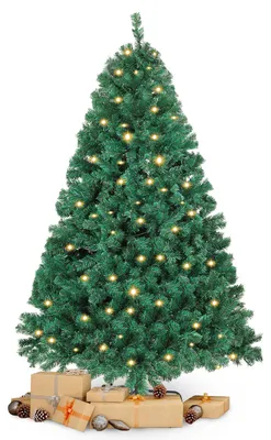 Image de Arbre de Noël Ikodm, 180 cm, artificiel, avec 250 LED blanc chaud, 860 décorations, sapin artificiel avec support en métal, idéal pour le salon