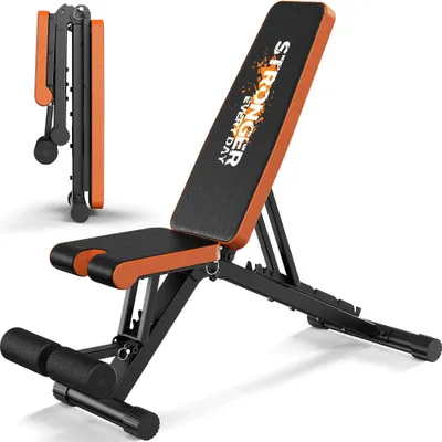 Produktbild von Hantelbank Stronger - A200S Verstellbare Trainingsbank - Rückenlehne 7-fach Verstellbar - Sitz 3-fach Verstellbar - Klappbar - Schräg - Mobil - Schwarz