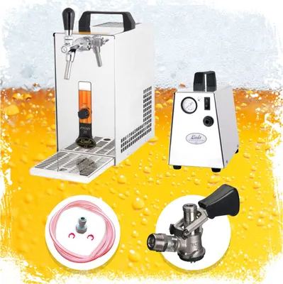 Produktbild von Komplett Set - Zapfanlage, Bierkoffer, Durchlaufkühler, Bierzapfanlage PYGMY 25 1-leitig Trockenkühler, 35 Liter/h