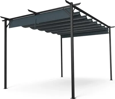 Obrázok produktu pre Blumfeldt Pergola 3x4 m - polyesterová strecha odolná voči poveternostným vplyvom, oceľový rám s práškovým nástrekom, celoročné použitie, jednoduchá montáž, stabilná ochrana na záhradu a terasu