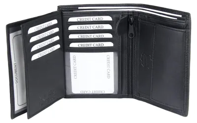 Produktbild von Frentree® Herren Leder Geldbörse mit RFID Schutz, 11 Kartenfächer, Hochformat Portemonnaie, Schwarz