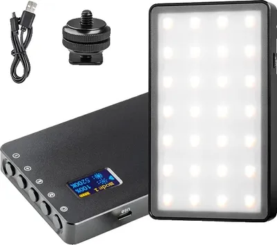 Zdjęcie produktu dla Oświetlenie wideo RGB, regulowana temperatura barwowa 2500K-8500K, regulacja jasności 0-100, zestaw 1
